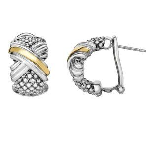 18K and Sterling X Earring with Omega Back Clasp